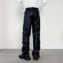 Load image into Gallery viewer, Dark Punk Folded Pile PU Pants
