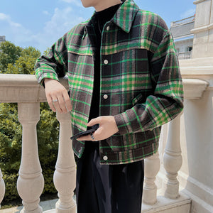 Vintage Green Check Short Jacket