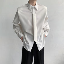 Load image into Gallery viewer, Tie Trim Shoulder Pads Long Sleeves Shirts
