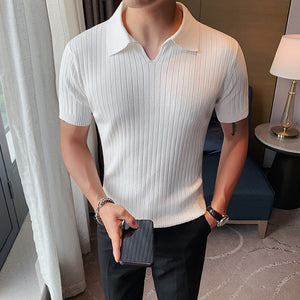 Slim Fit Knit Short Sleeve Polo Shirt