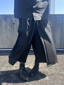 Drawstring Loose Layered Wide-Leg Pants