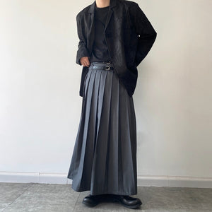 Pleated Double Belt Skirt