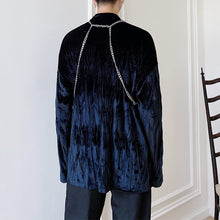 Load image into Gallery viewer, Pleated Velvet Half Turtleneck Metal Chain Top
