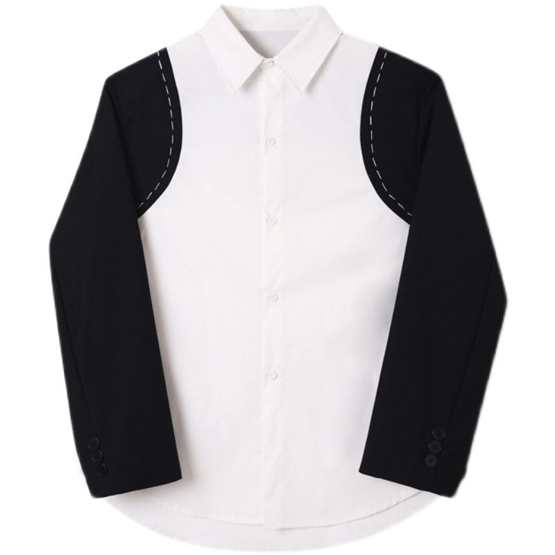 Hand Stitched Black And White Contrast Shirt