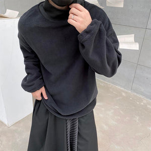 Dark Thick High Collar Casual Sweatshirt