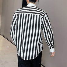 Load image into Gallery viewer, Contrast Vertical Stripe Lapel Shirt
