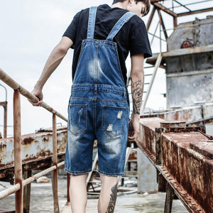 Loose Retro Denim Ripped Overalls