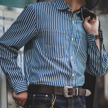 Load image into Gallery viewer, Retro Blue and White Stripes Shirts
