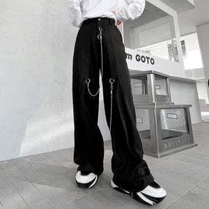 Metal Chain Trim Suit Trousers