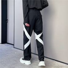 Load image into Gallery viewer, Black And White Contrast Tie Irregular Pants
