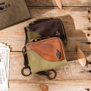 Canvas Stitching Leather Wallet