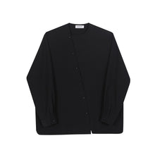 Load image into Gallery viewer, Retro Round Neck Irregular Button Long Sleeve Shirt
