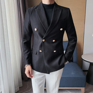 Double-Breasted Solid Blazer