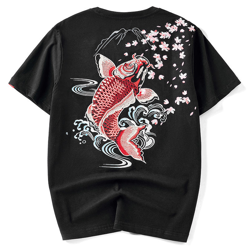 Fish Embroidery Loose Short Sleeve T-Shirt