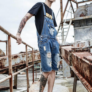 Loose Retro Denim Ripped Overalls