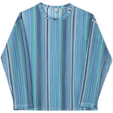 Load image into Gallery viewer, Teal Striped Crewneck Sheer T-Shirt
