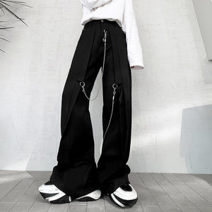 Metal Chain Trim Suit Trousers