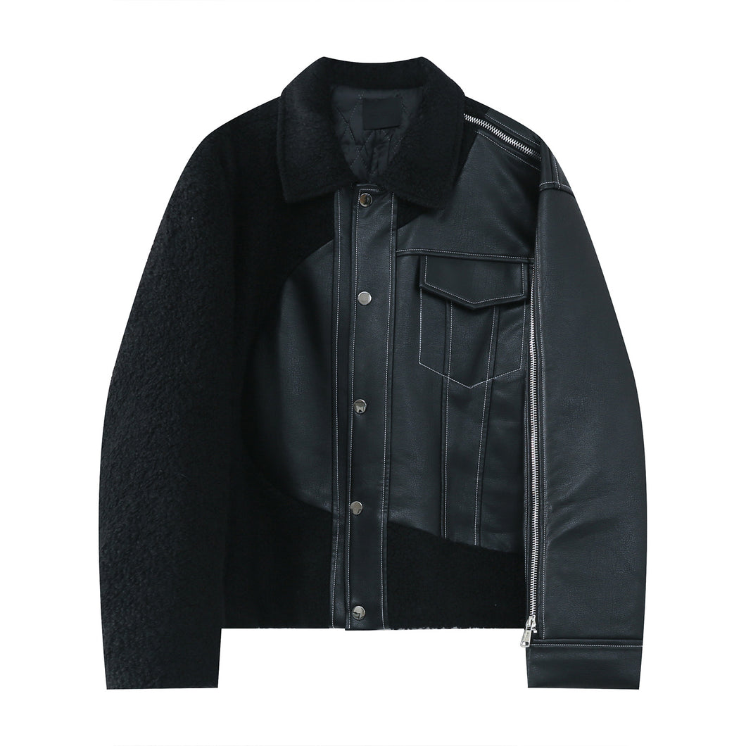 Lambswool Panel Zip Up Jacket