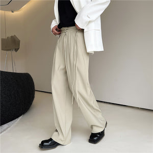 Elasticized Loose Straight Leg Trousers