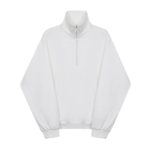 Solid Color Stand Collar Half Zip Sweatshirt