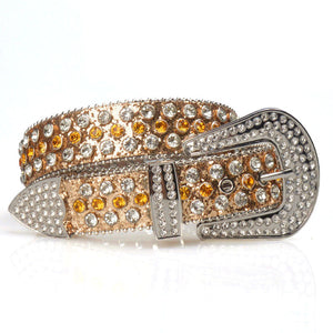 Punk Pin Buckle Faux Diamond Inlaid Belt