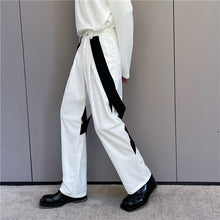 Load image into Gallery viewer, Black And White Contrast Tie Irregular Pants
