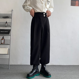 Button Loose Drape All Match Pants