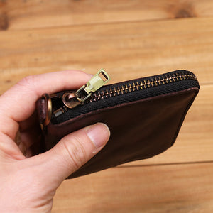 Retro Handmade Zipper Leather Wallet