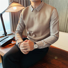 Load image into Gallery viewer, Fake Two Piece Shirt Collar Slim Sweater
