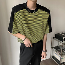 Load image into Gallery viewer, Striped Panel Short Sleeve T-shirt
