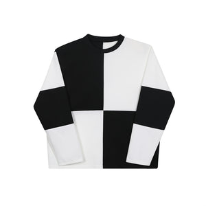 Black and White Color Contrast Long Sleeve T-shirt