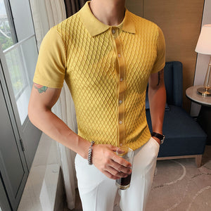 Ice Silk Mesh Knit Polo Shirt