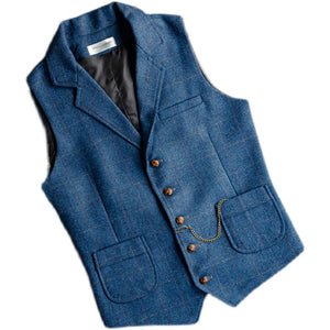 Retro Slim Fit Solid Color Suit Vest