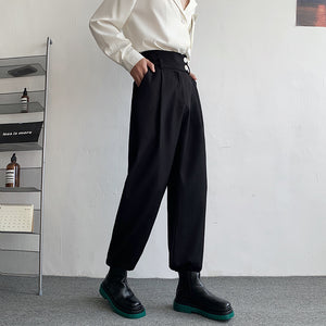 Button Loose Drape All Match Pants