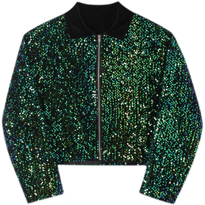 Fish Scale Blue-green Sequined Jacket