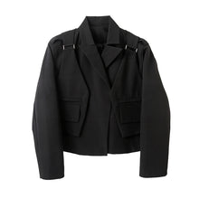 Load image into Gallery viewer, Black Cropped Vest Blazer Two-Piece Set
