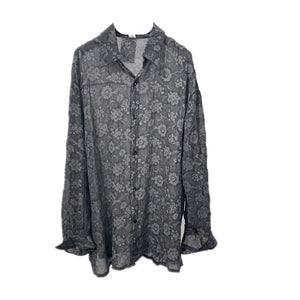 Crinkle Print Lightweight Loose Long Sleeve Shirt