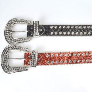 Punk Pin Buckle Faux Diamond Inlaid Belt