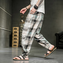 Load image into Gallery viewer, Cotton Linen Plaid Loose Casual Pants
