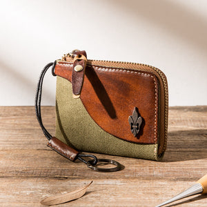 Canvas Stitching Leather Wallet