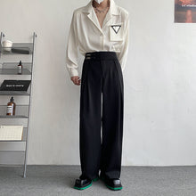 Load image into Gallery viewer, Casual Wide-leg Pants with Belt Metal Buckle
