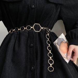 Hexagon Metal Slim Waist Chain