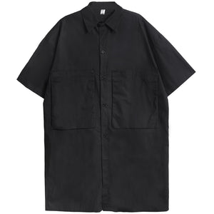 Large Pocket Loose Mid Length Shirt