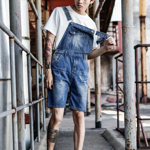 Loose Retro Denim Ripped Overalls