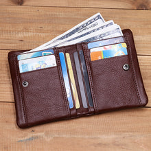 Load image into Gallery viewer, Vintage Leather Bi-fold Zipper Wallet
