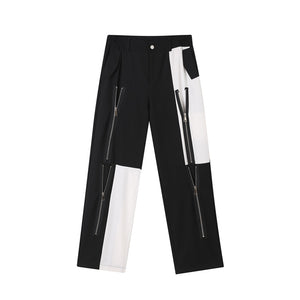 Multi-Zip Casual Straight Leg Pants