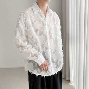 Feather Tassel Sheer Long Sleeve Shirt