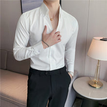 Load image into Gallery viewer, V-Neck Solid Color Slim Fit Shirt
