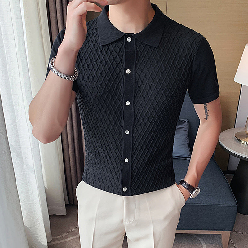 Ice Silk Mesh Knit Polo Shirt