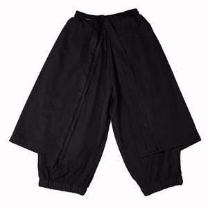 Black Cropped Casual Hakama Pants